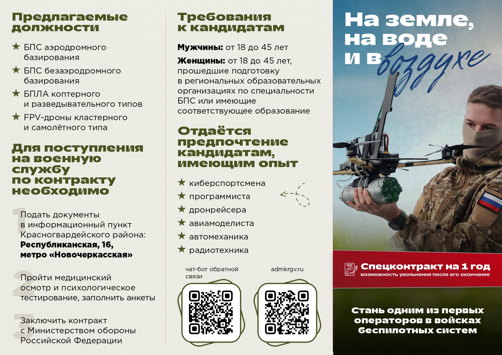 Требования и условия службы